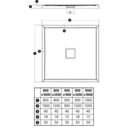 Duschwanne Fashion-R 90 cm x 120 cm
