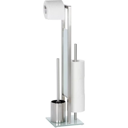 Wenko Stand WC-Garnitur Rivalta Silber Matt 70 cm x 18 cm x 20 cm