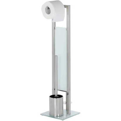 Wenko Stand WC-Garnitur Rivalta Silber Matt 70 cm x 18 cm x 20 cm