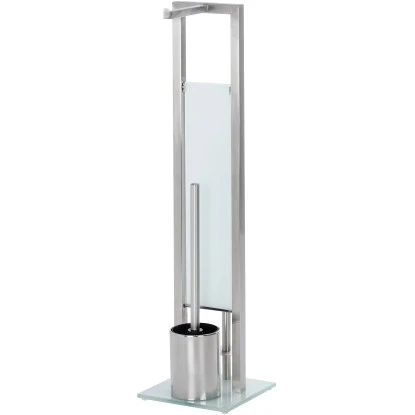 Wenko Stand WC-Garnitur Rivalta Silber Matt 70 cm x 18 cm x 20 cm