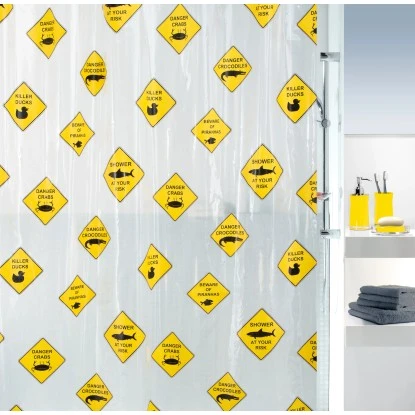 Spirella Duschvorhang Danger Schwarz-Blau 200 cm x 180 cm