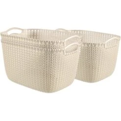 Best Freizeitmöbel Aufbewahrungskörbe Curver Knit 3-er Set Weiß L