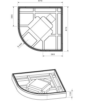 Duschwannenträger für Ottofond Primo Viertelkreis 90 cm x 90 cm