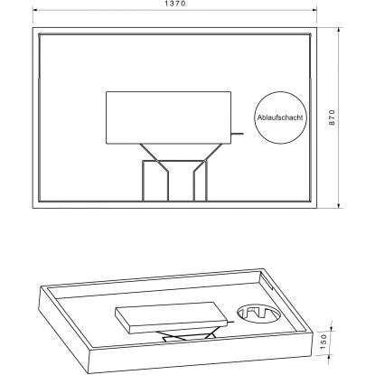 Duschwannenträger für Ottofond Plateau 140 cm x 90 cm