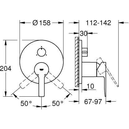 Grohe Einhandbatterie mit 3-Wege-Umstellung Lineare Chrom