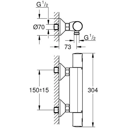 Grohe QuickFix Thermostat-Duschbatterie Precision Start Chrom