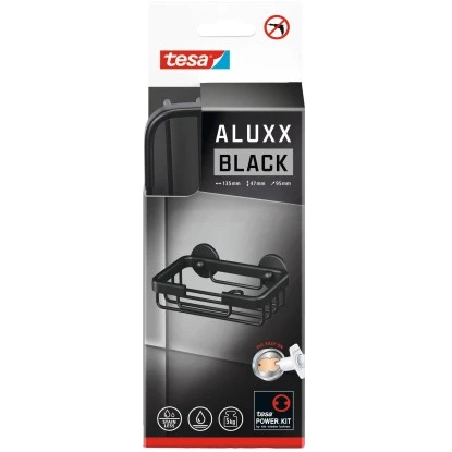 Tesa Aluxx Seifenkorb Schwarz Matt inkl. Klebelösung