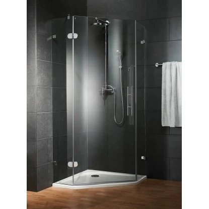 Schulte Fünfeckdusche Davita 4-teilig Echtglas Chrom