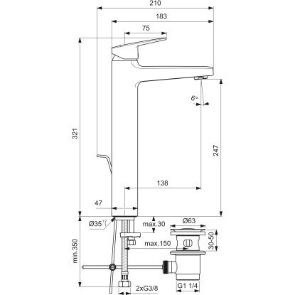 Ideal Standard Waschtischarmatur Ceraplan Chrom H250