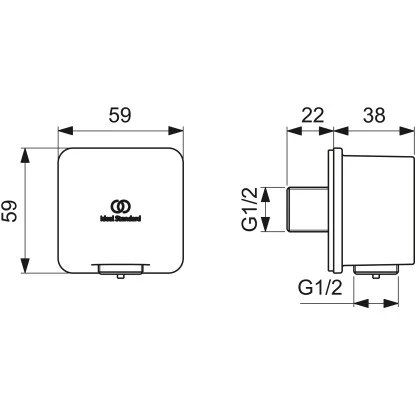 Ideal Standard Brauseschlauchanschluss Idealrain Atelier Chrom Eckig Aufputz