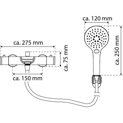 Eisl Thermostat Wannenarmatur mit Hand-Brauseset Claudio Chrom