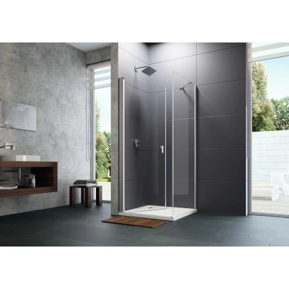 Hüppe Seitenwand Design Pure für Schwingtür BxH: 90 cm x 200 cm Silber Matt