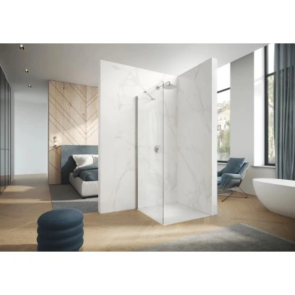 Hüppe Seitenwand Design Pure für Schwingtür BxH: 90 cm x 200 cm Silber Matt