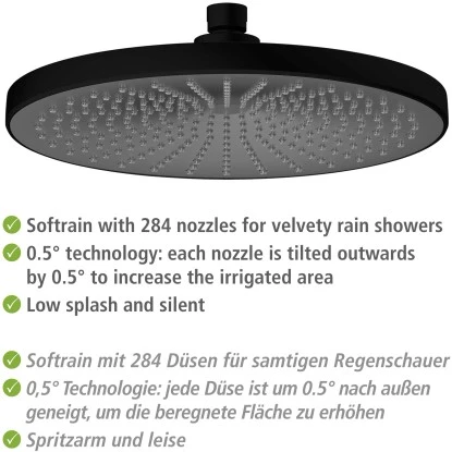 Wenko Regenduschkopf Ultimate Shower Schwarz/Grau Ø 25 cm