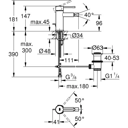 Grohe Einhand-Bidetbatterie Essence Hard Graphite gebürstet