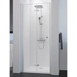 Breuer Drehfalttür Für Nische Links Elana 8 Silber Matt Klarglas 90 Cm