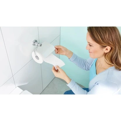 tesa® LOXX Toilettenrollenhalter mit Deckel, hochglanzverchromt, inkl. Kleber
