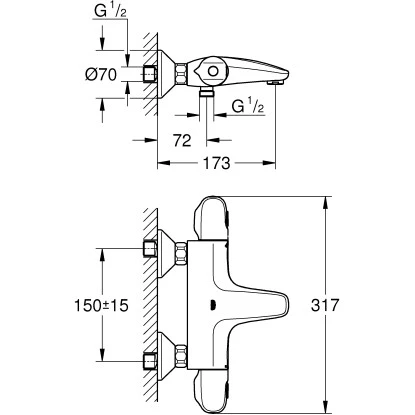 Grohe Wannen-Thermostat Grohtherm 1000