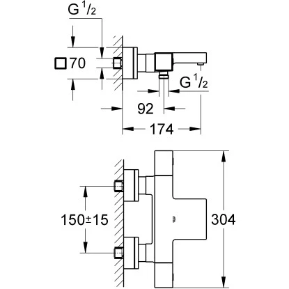 Grohe Wannen-Thermostat Grohtherm Cube