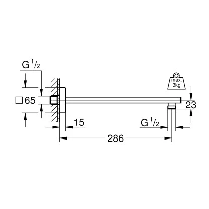 Grohe Brausearm Rainshower eckig 286 mm Chrom
